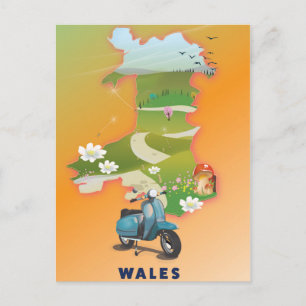 Wales kaart vintage reisposter