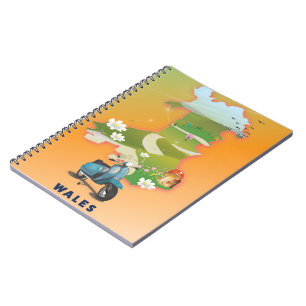 Wales kaart vintage reisposter notitieboek