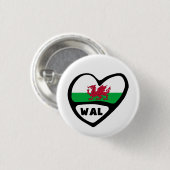 Wales Landcode Vlag Hart Pin Badge, Cymru Ronde Button 3,2 Cm (Voorkant /achterkant)