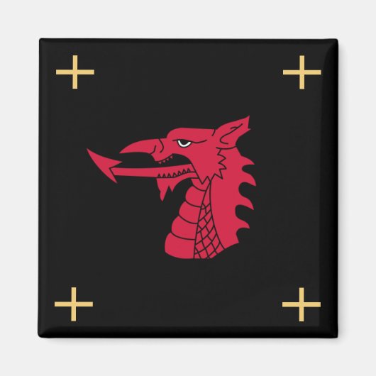 Wales Magnet - Welsh Dragon & Gold Crosses Magneet (Voorkant)