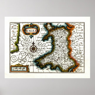 Wales Map en/of Flag Poster