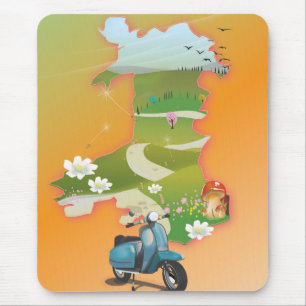 Wales map vintage-poster muismat