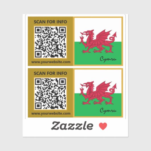 Wales Modern QR Code Stickers, Welsh Flag Sticker (Vel)