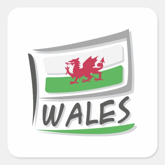 Wales Pride X-vlag Vierkante Sticker (Voorkant)
