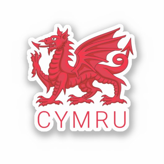 Wales Red Dragon (Y Ddraig Goch) Sticker (Voorkant)