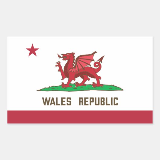 Wales Republic Dragon Flag Welsh Pride Rechthoekige Sticker (Voorkant)