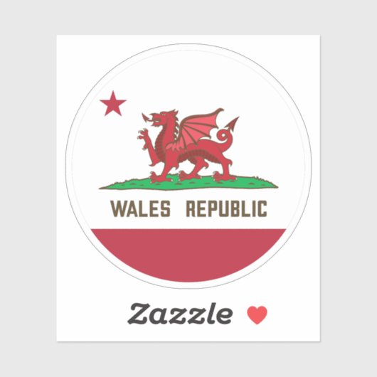 Wales Republic Dragon Flag Welsh Pride Sticker (Vel)