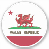 Wales Republic Dragon Flag Welsh Pride Sticker (Voorkant)