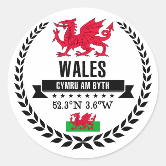 Wales Ronde Sticker (Voorkant)