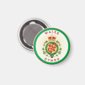 Wales Royal Badge Circle Shape Magneet (Voorkant / Achterkant)