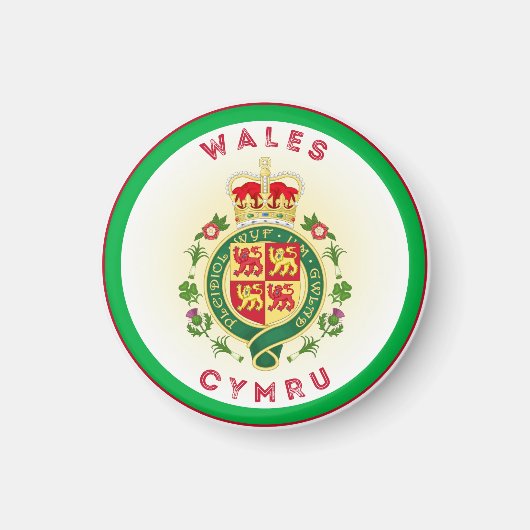 Wales Royal Badge Circle Shape Magneet (Voorkant)