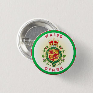 Wales Royal Badge Circle Shape Ronde Button 3,2 Cm