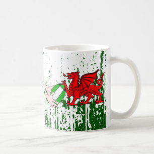 Wales Rugby Team supporters vlaggen met bal Koffiemok