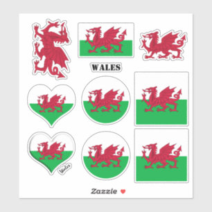 Wales stickers & Welshe vlag, Hart / sport