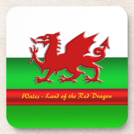 Wales - Thuis van de rode draak, metallisch effect Onderzetter (Voorkant)