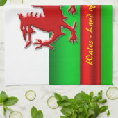 Wales - Thuis van de rode draak, metallisch effect Theedoek (Gevouwen)