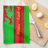 Wales - Thuis van de rode draak, metallisch effect Theedoek (Quarter Fold)