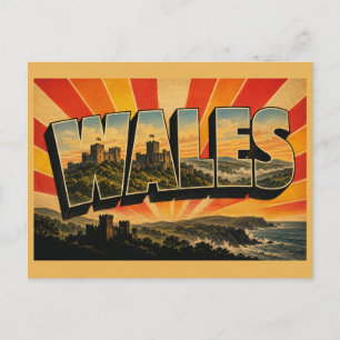 Wales Verenigd Koninkrijk Vintage Reis Kunst Briefkaart