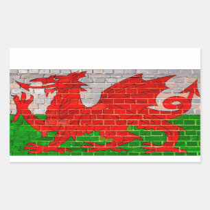 Wales vlag op een muur rechthoekige sticker
