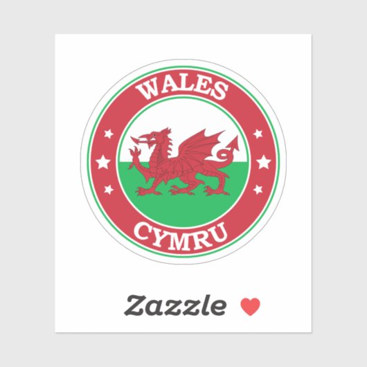 Wales vlag ronde cirkel embleem sticker (Vel)