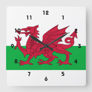 wales vlag vierkante klok
