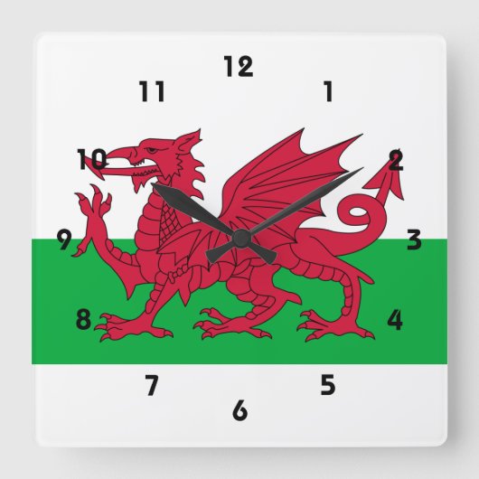 wales vlag vierkante klok (Voorkant)