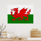 Wales vlag Welsh red dragon Poster (Keuken)