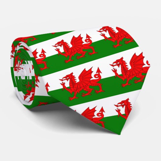 Wales vlag Welsh red dragon Stropdas (Opgerold)