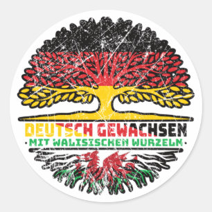 Wales Walisisch Deutsch Deutschland Baum Wurzel Ronde Sticker