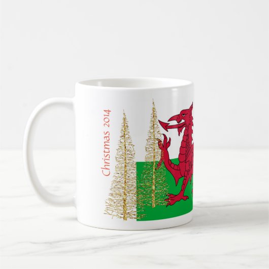 Wales Welch Flag Gold kerstbomen Mok (Links)