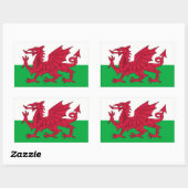 Wales/Welsh Vlag - Verenigd Koninkrijk Rechthoekige Sticker (Vel)