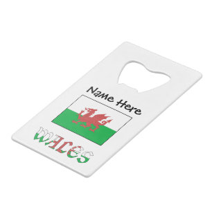 Wales Welshe Vlag Gepersonaliseerde Naam Kredietkaart Flessenopener