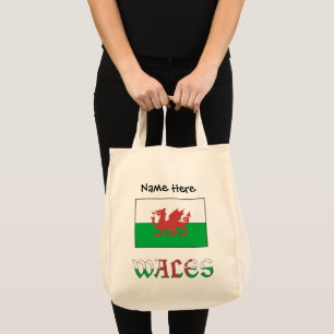 Wales Welshe Vlag Zwarte Personalisatie Tote Bag