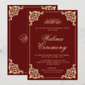 Walima Bourgondië Lijst Islamitisch Moslim Bruilof Kaart (Voorkant / Achterkant)