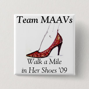 "Walk a Mile in Hare Shoes" - Team MAAV's knop Vierkante Button 5,1 Cm