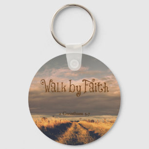 Walk by Faith Bible Verse Scripting Sleutelhanger