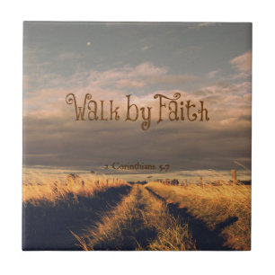 Walk by Faith Bible Verse Scripting Tegeltje