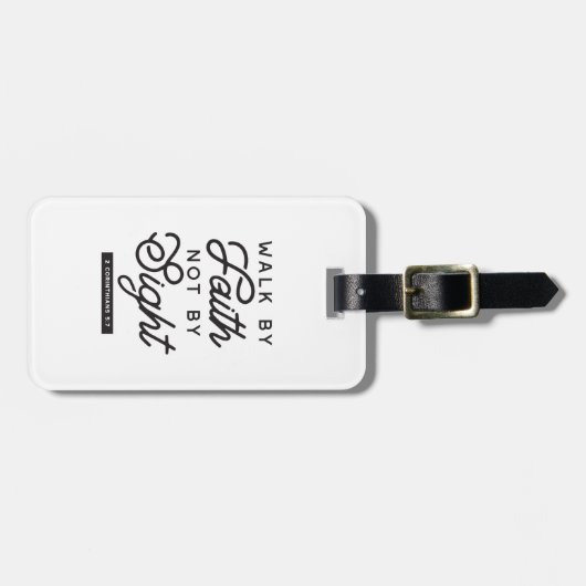 "Walk by Faith" Bijbelverse typografie Bagagelabel (Voorkant horizontaal)