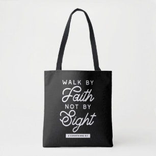 "Walk by Faith" Bijbelverse Typografie Design II Draagtas