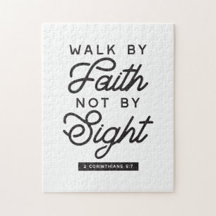 "Walk by Faith" Bijbelverse typografie Legpuzzel