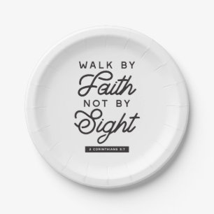"Walk by Faith" Bijbelverse typografie Papieren Bordje