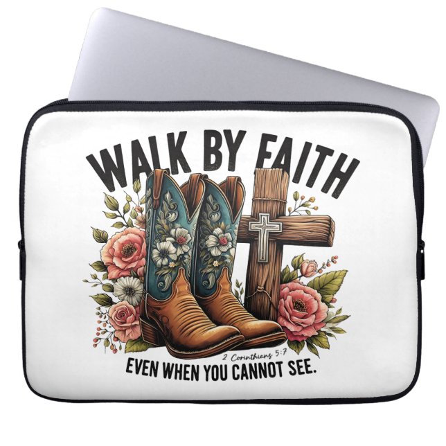 Walk by Faith Laptop Sleeve (Voorkant)