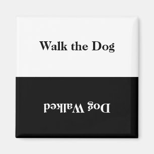 Walk de Dog Black White Reversible Reminder Magne Magneet