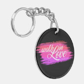 Walk in Love Bible Quote Valentijn | Button Sleute Sleutelhanger (Voorkant Links)
