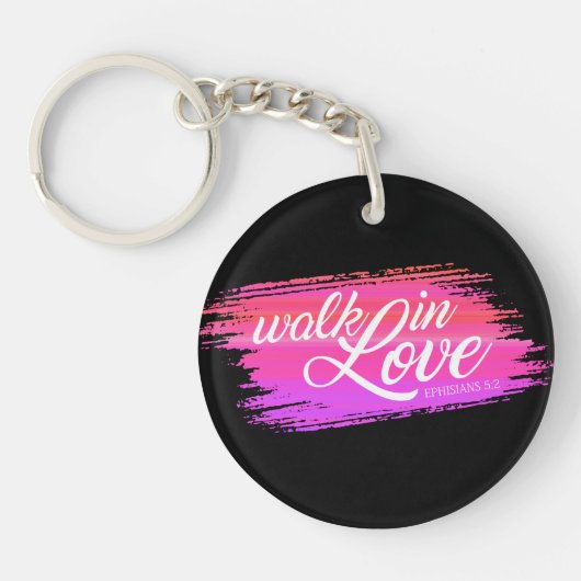 Walk in Love Bible Quote Valentijn | Button Sleute Sleutelhanger (Voorkant)
