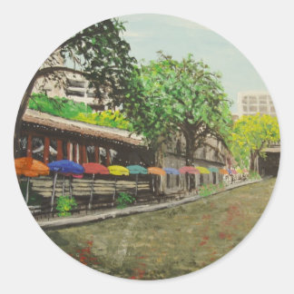 Walk San Antonio, TX-schilderijen Ronde Sticker