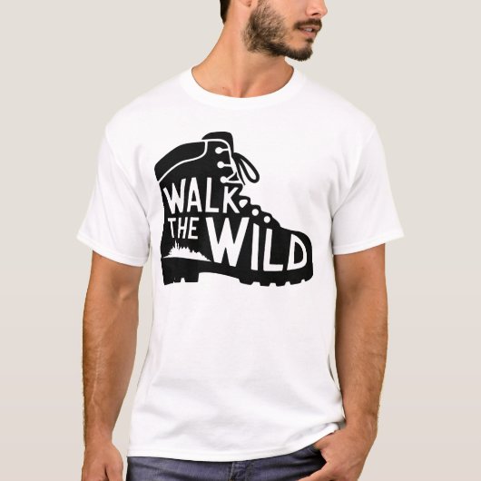 Walk the Wild Hiking Boot Graphic Design T-shirt (Voorkant)