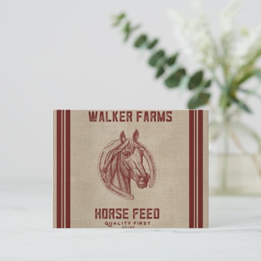 Walker Boerderijen Horse Feed Sack Briefkaart (Staand voorkant)