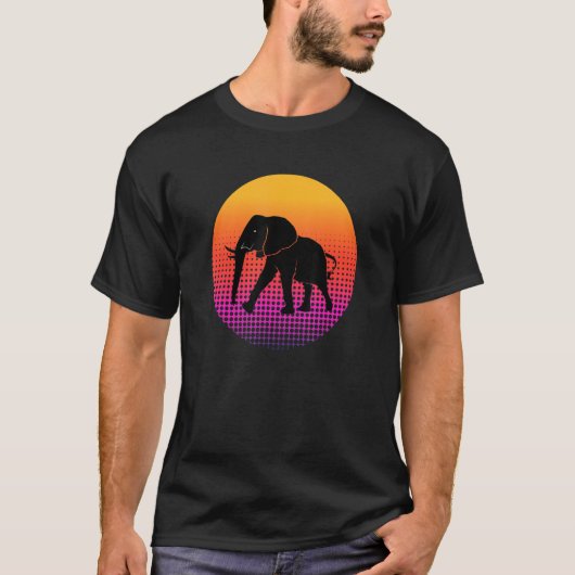 Walking African Elephant Animal Silhouette Sunset  T-shirt (Voorkant)
