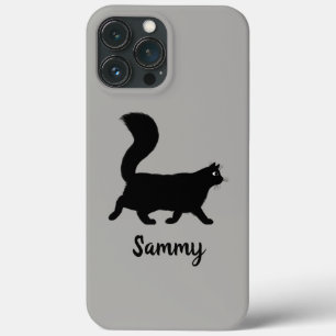 Walking Black Kitty Cat met aangepaste tekst iPhone 13 Pro Max Hoesje